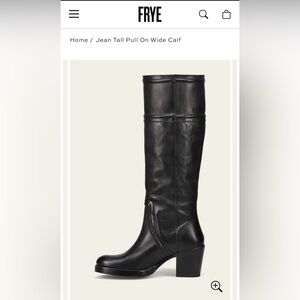 Frye Jean Tall Pull On Heeled Boots - Black Wide Calf